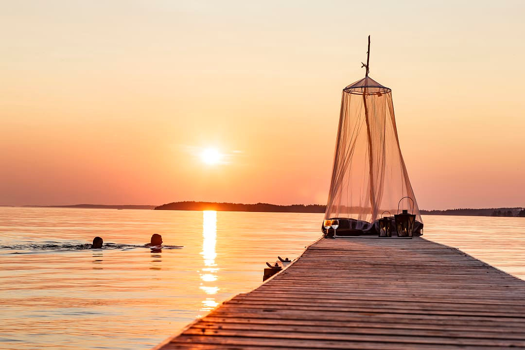 Midnight sun at Lake Saimaa, Finland
