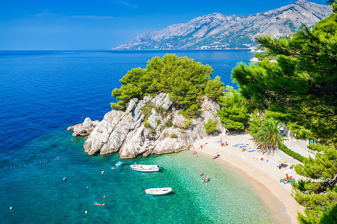 Small beach with clear water in Brela, Croatia