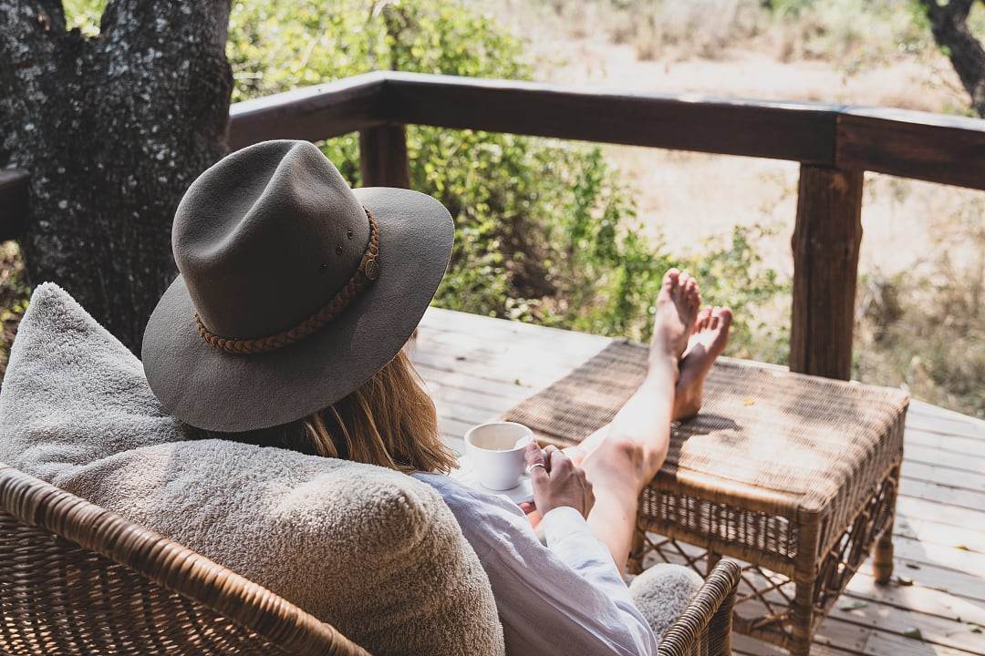 Woman at lodge in South Africa.
