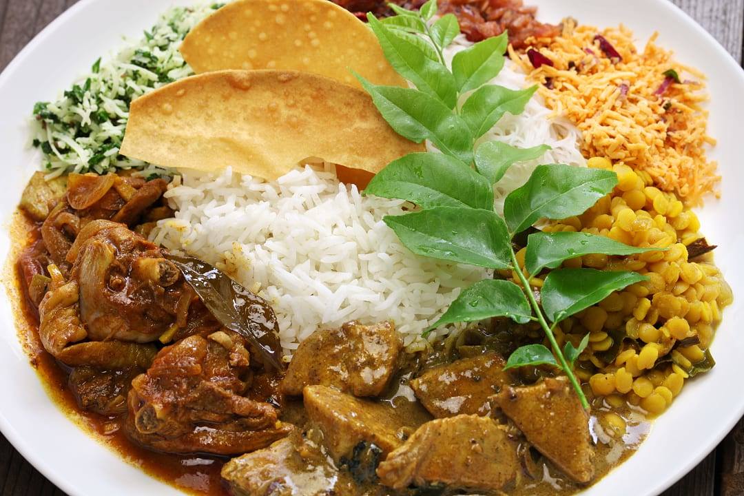 Sri Lankan rice and curry dish