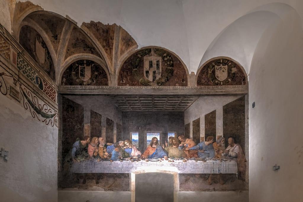 The Last Supper by Leonardo da Vinci at Santa Maria delle Grazie church in Milan.