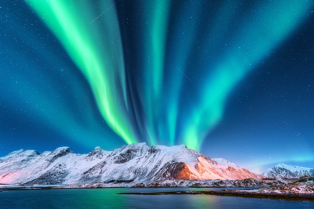 Northern lights in the Lofoten Islands, Norway