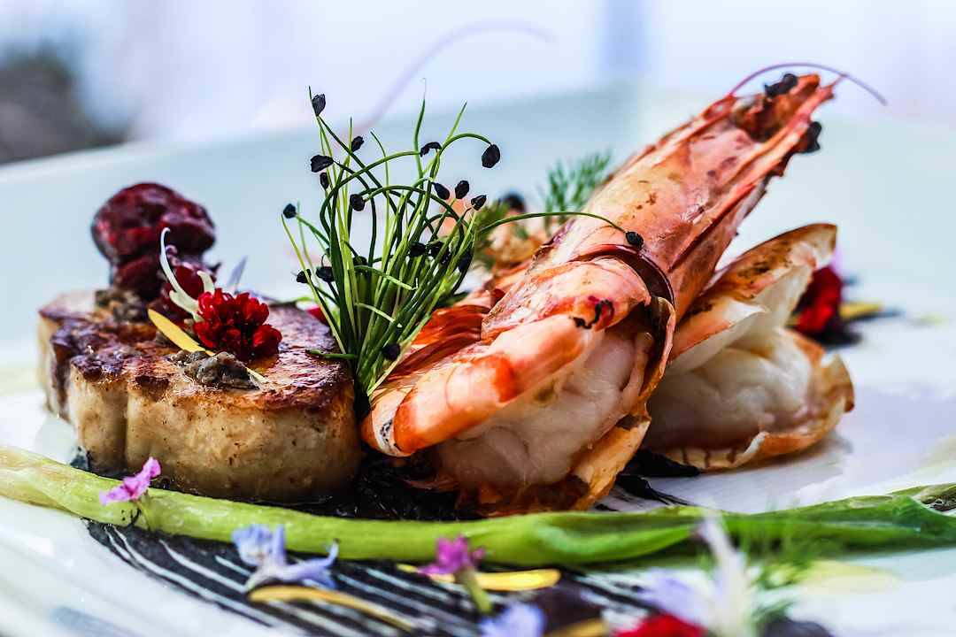 Fish meal with shrimps.