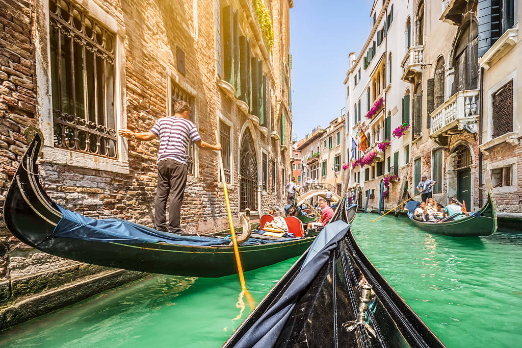Gondola ride through the canals in Venice