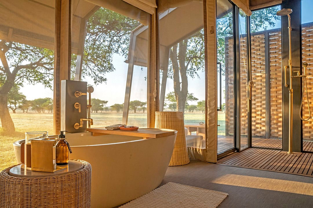 Luxury bathroom at Singita Serengeti Sabora Tented Camp in Kenya