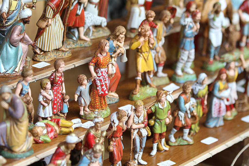 Presepi for sale in Naples Christmas Market.