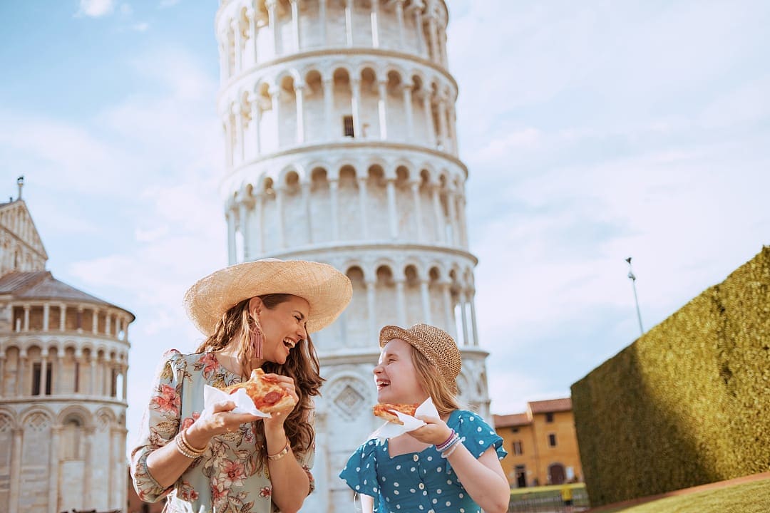 Mother and daughter in Pisa, Italy