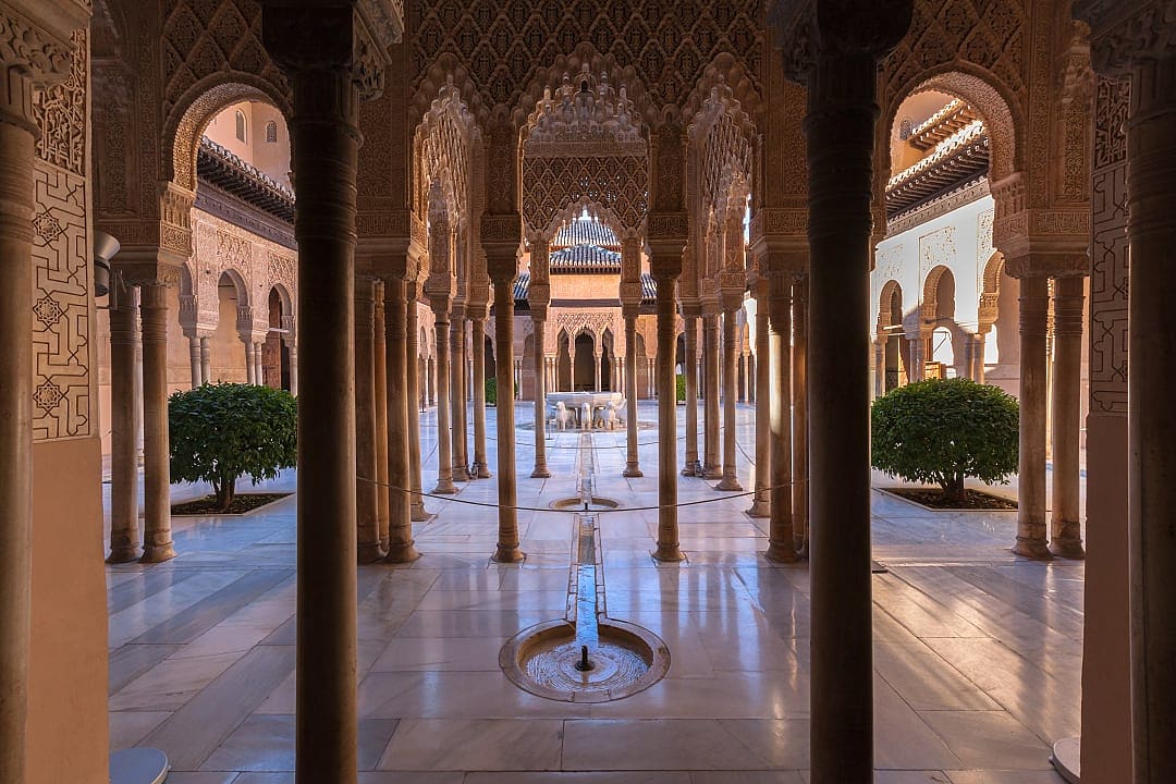 Moorish architecture of the Alhambra palace in Granada