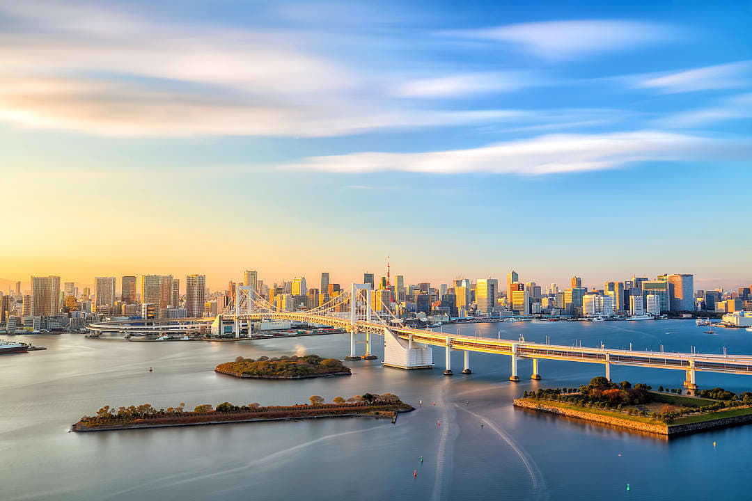 Rainbow bridge in Tokyo, Japan