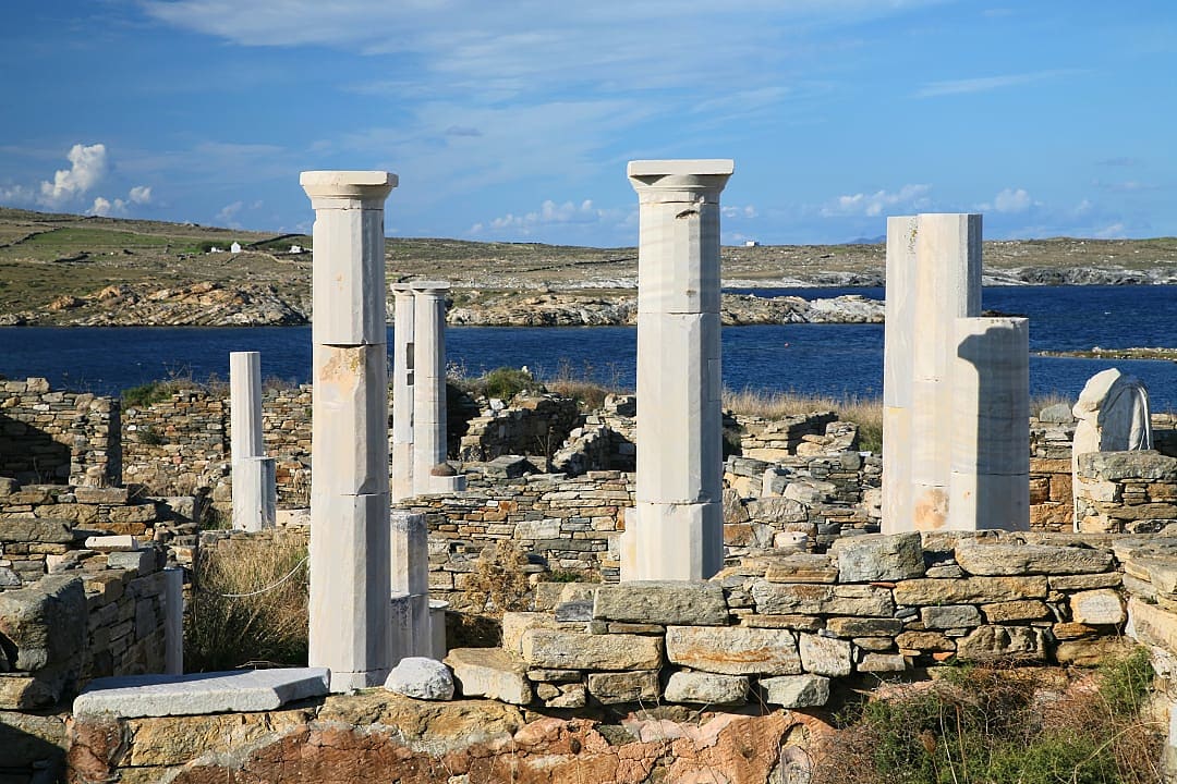 Ruins of Cleopatras House on the island of Delos, Greece
