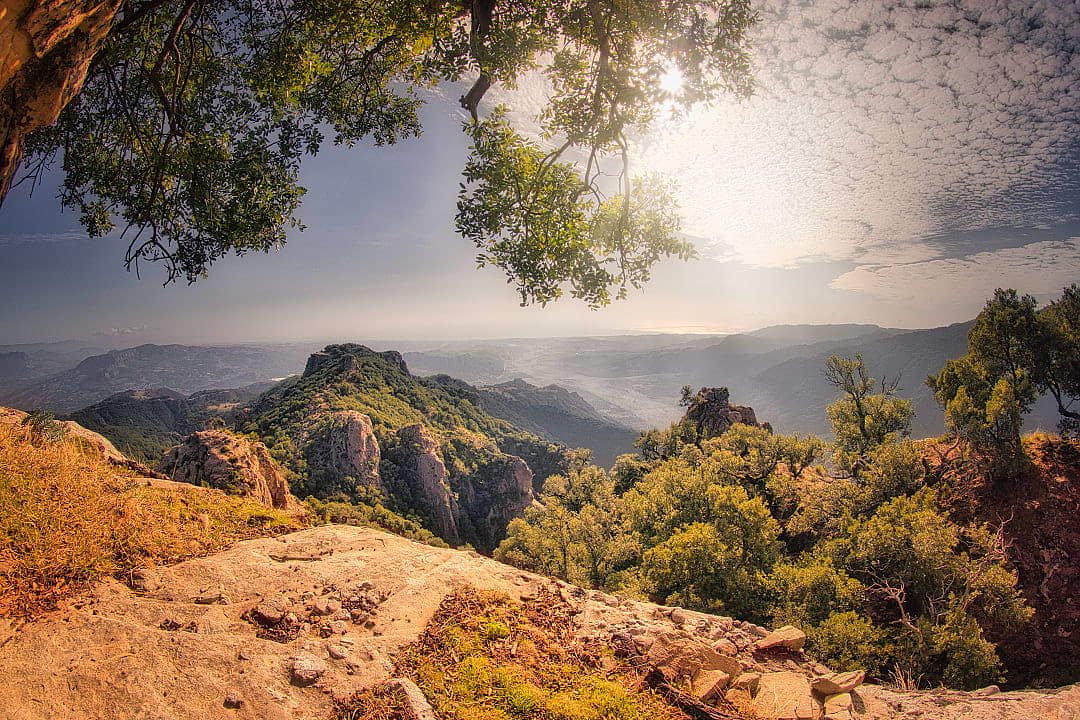 Panorama of the mountains and rocky outcroppings of the Aspromonte National Park in Italy