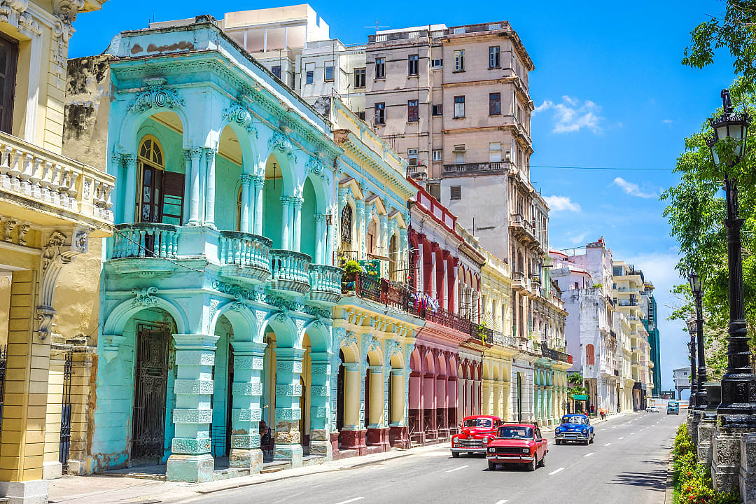 Classic American cars in Old Havana, Cuba