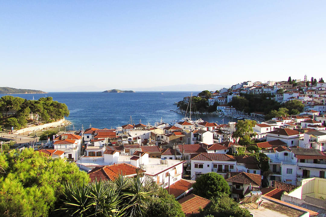 Chora city in Skiathos, Greece