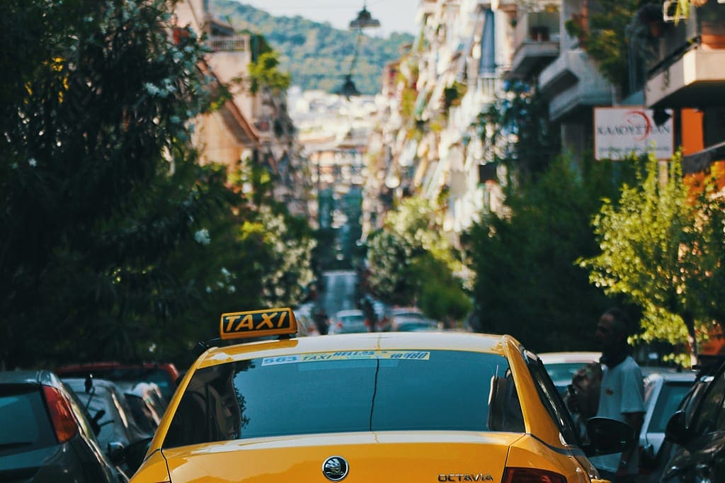 Taxi in Athens, Greece.