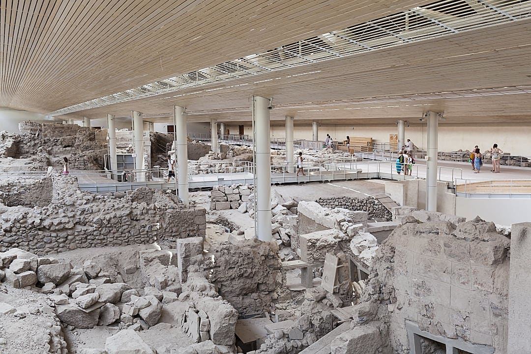 Akrotiri excavation site in Santorini, Greece