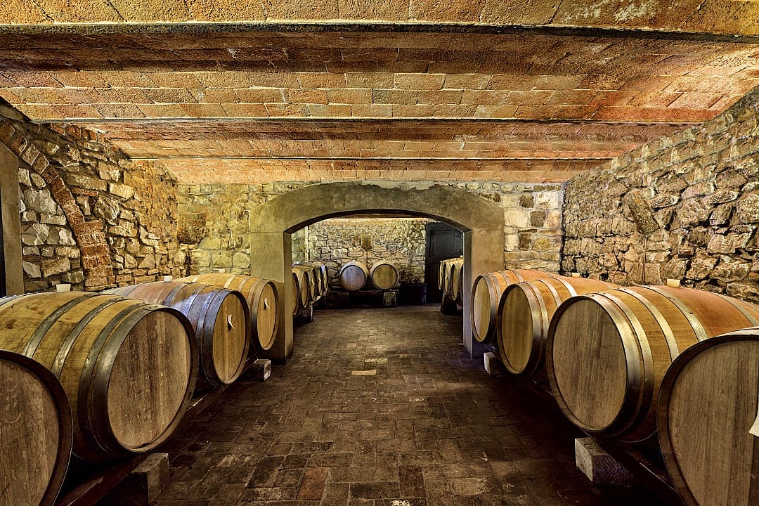 A wine cellar at a vineyard in Tuscany, Italy.