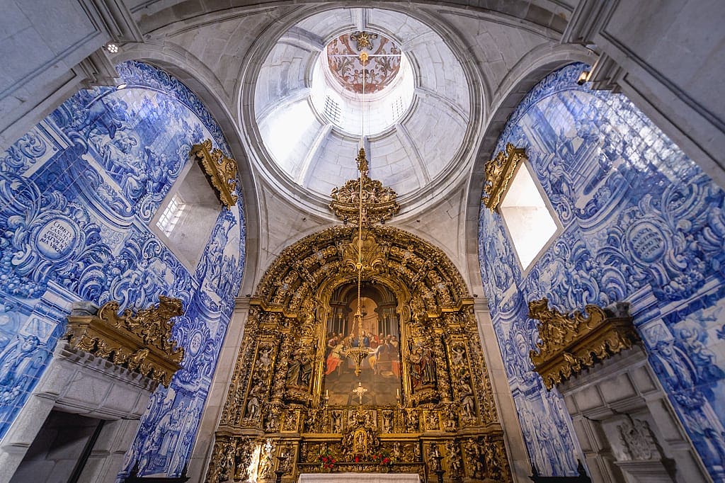 Azulejos tiles in the church of Misericordia in Viana do Castelo, Portugal