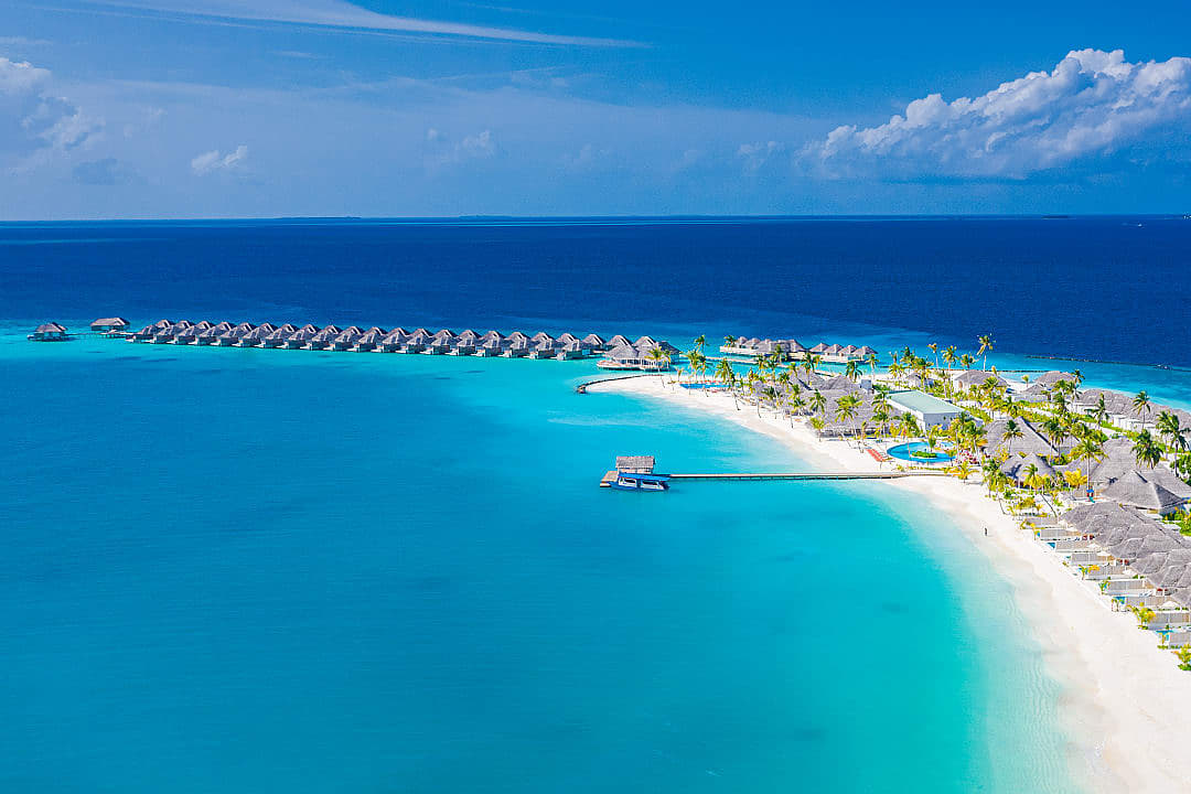 Aerial view of  tropical beach in the Maldives