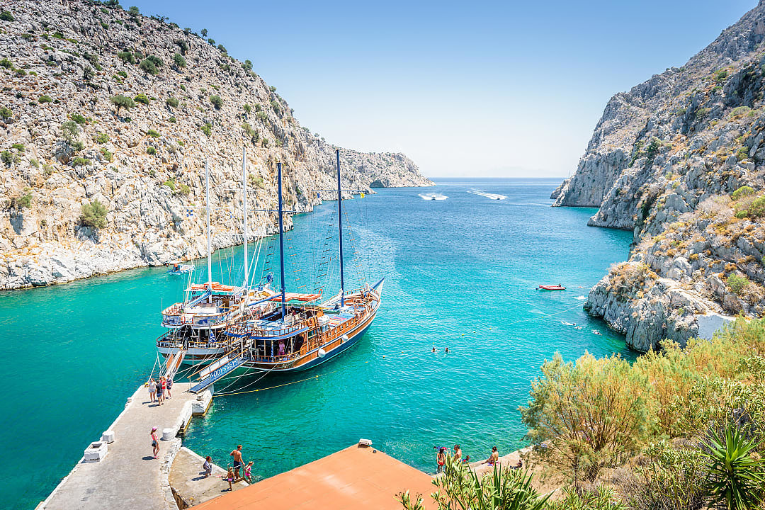 Vathys bay on the Dodecanese island of Kos in Greece