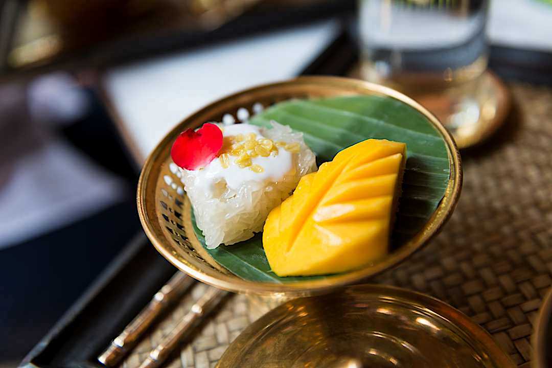 Mango sticky rice with coconut milk, a Yaowarat seasonal dessert