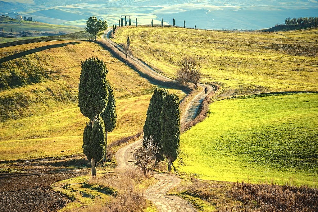 Biking through the Tuscany landscape