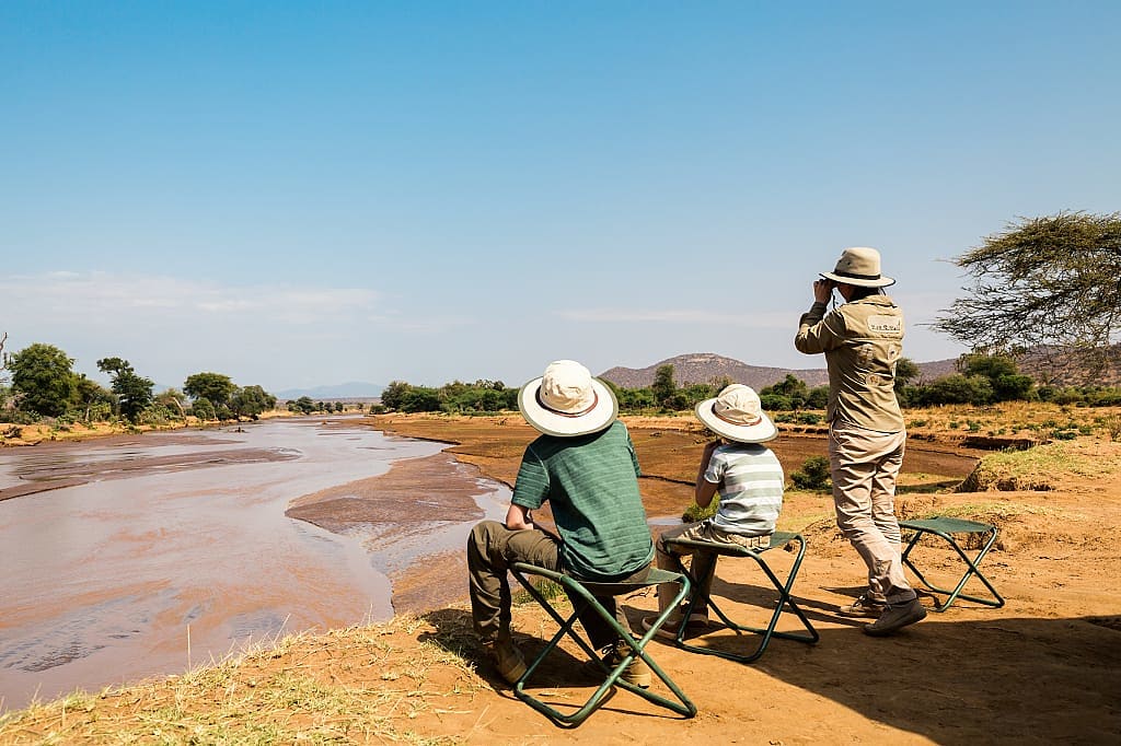 Family on safari in Tanzania