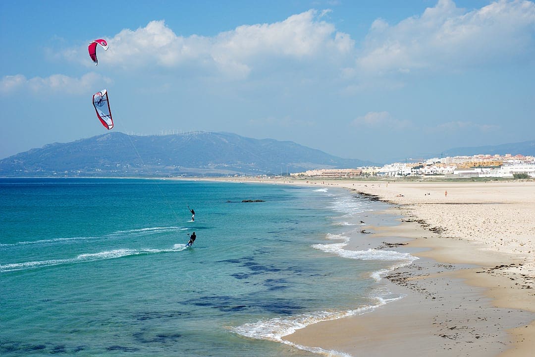 Kite surfers in Tarifa, Spain