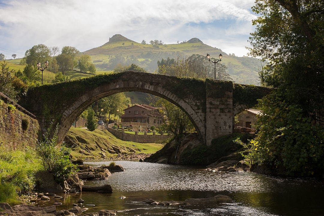 Baroque bridge of San Miguel in Liérganes, Spain