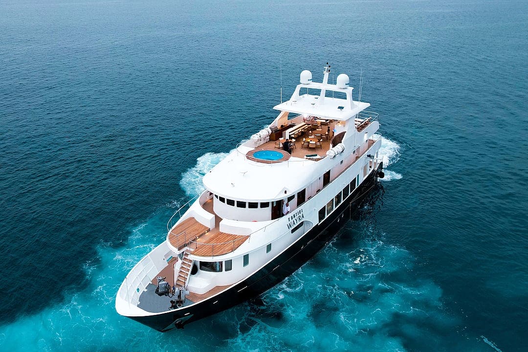 Luxury yacht in the Galapagos. Photo courtesy of: MY Kontiki Wayra