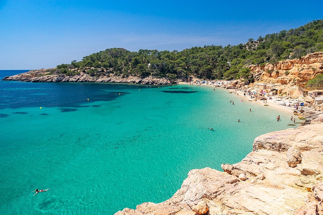 The quiet, ambient Mediterranean waters of Ibiza in the Balearic Islands.