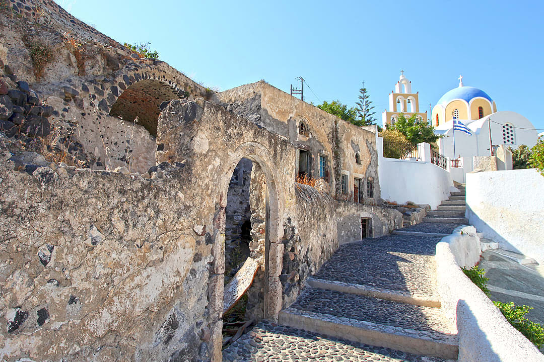 Old cave houses in Vothonas on Santorini, Island