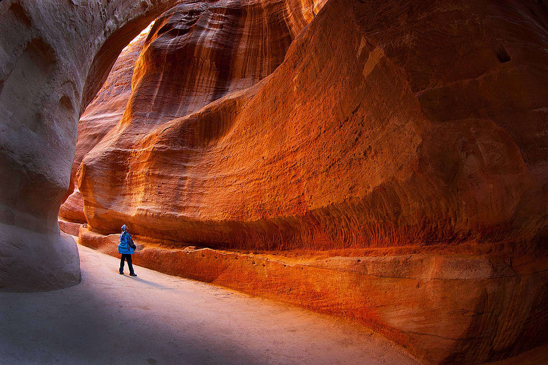 Hiking through the Sik in Petra, Wadi Musa, Jordan
