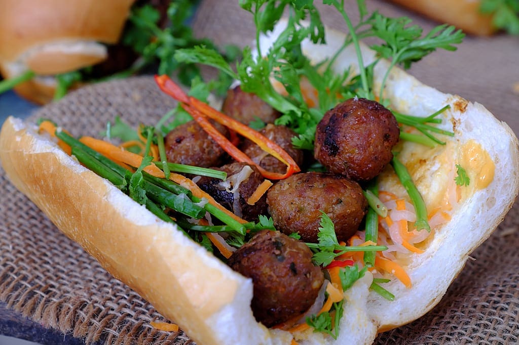Vietnamese bahn mi sandwich