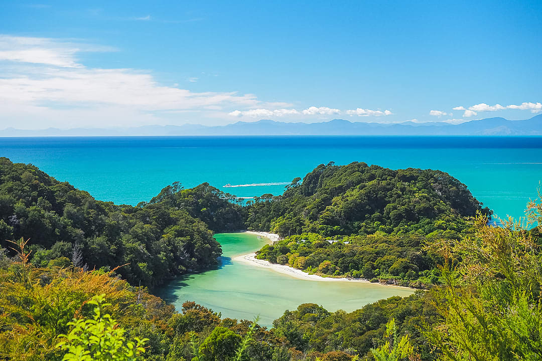 An iconic view from the Abel Tasman Coast Track in New Zealand