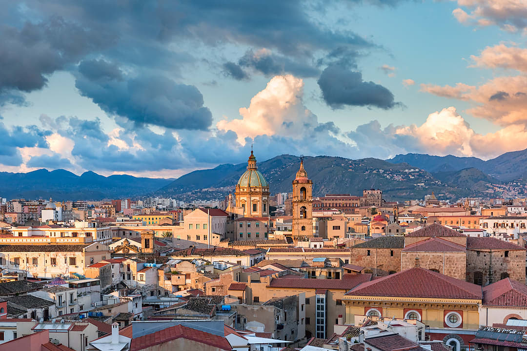 Cityscape of Palermo in Sicily, Italy