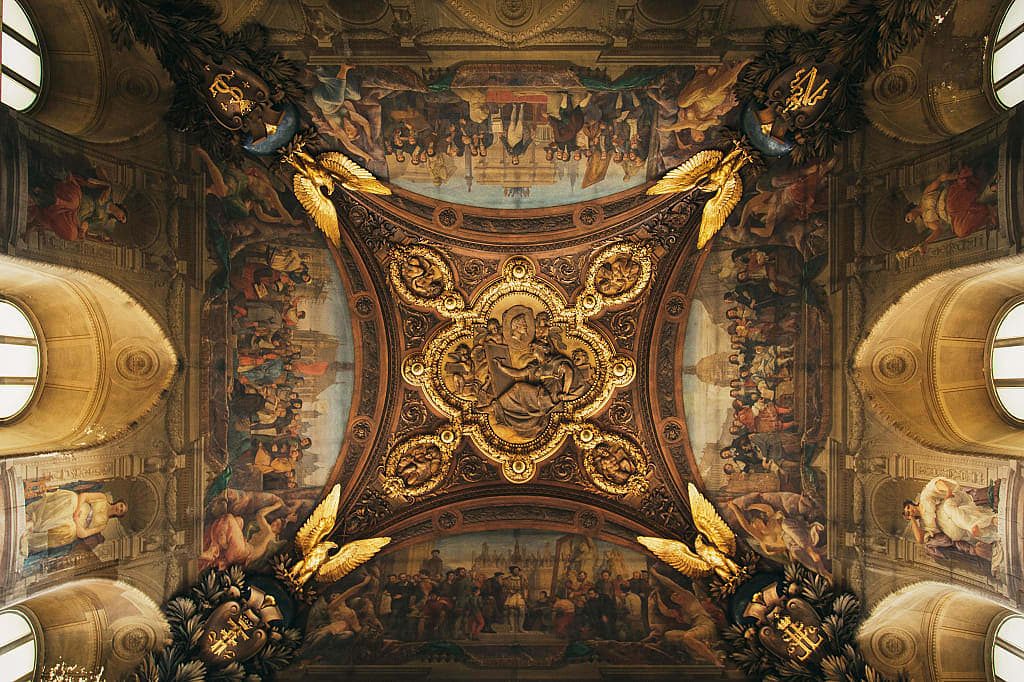 Ceiling art in the Louvre, Paris, France