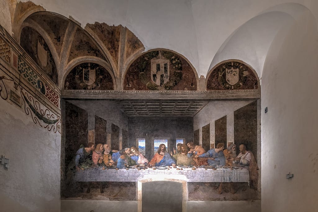 The Last Supper by Leonardo da Vinci at Santa Maria delle Grazie church in Milan.