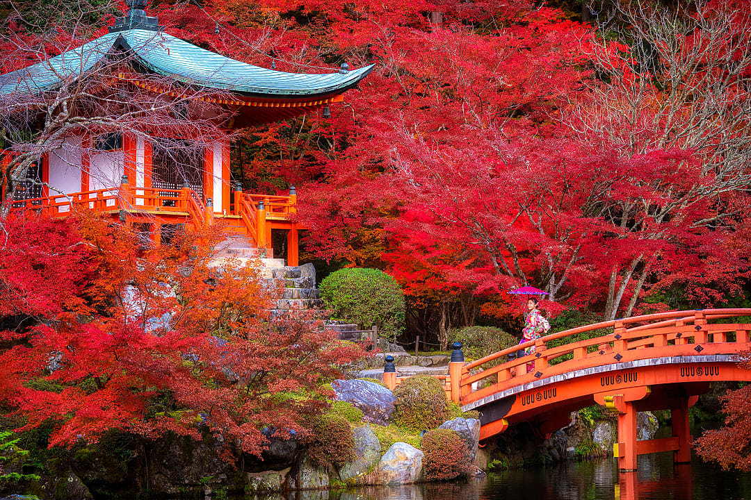 Autumn colors at Daigo-ji Temple in Kyoto, Japan