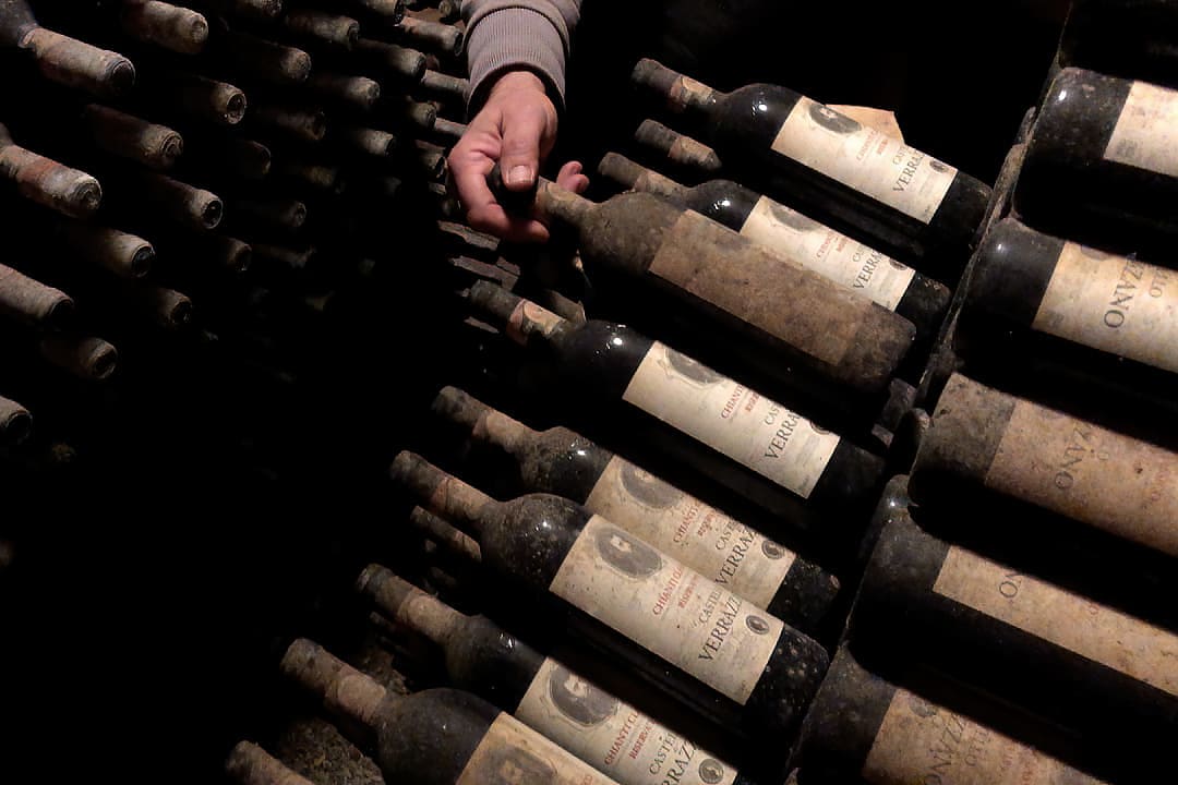 Wine cellar from the 10th century in the Castello di Verrazzano, Greve, Italy. 