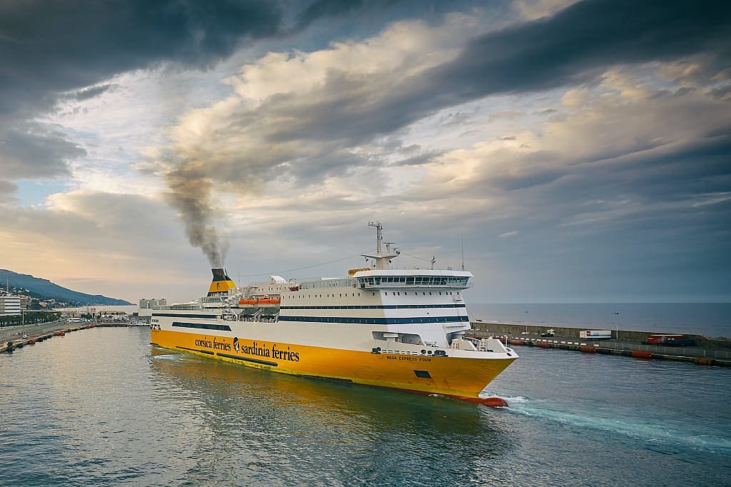 Ferry boat leaving Corsica, France
