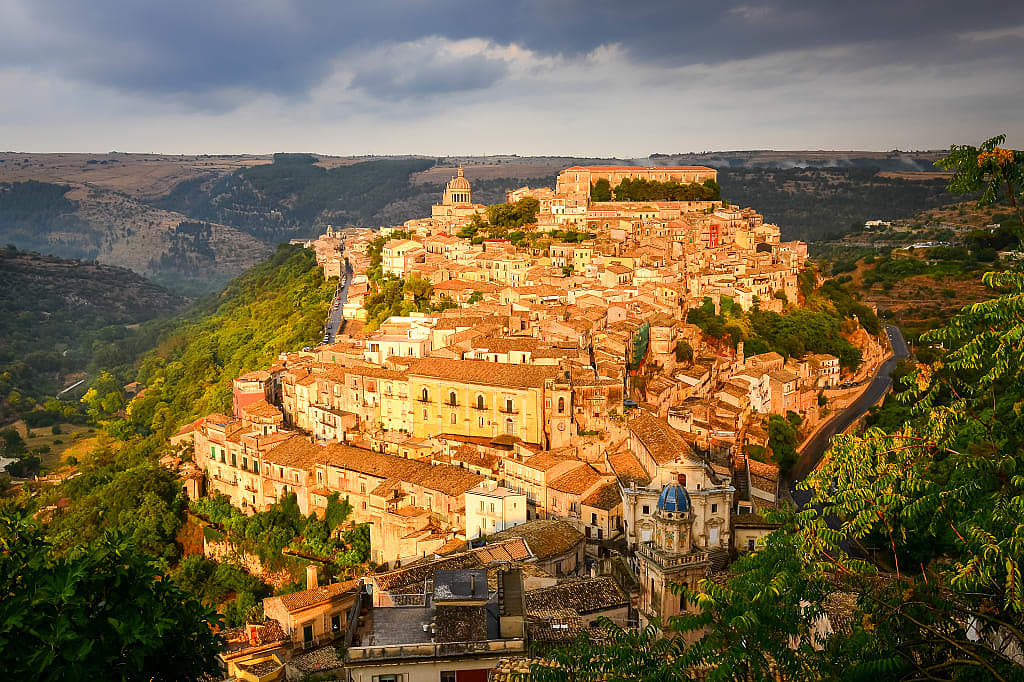 Hilltop city of Ragusa in southeast Sicily, Italy