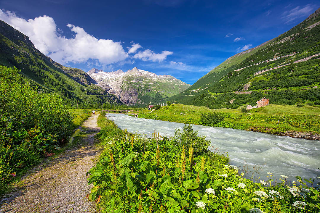 Rhône river in the Furka Pass, Switzerland.