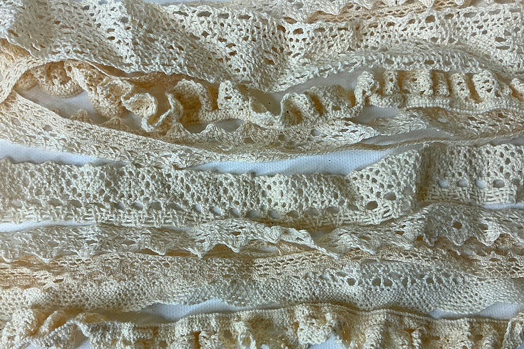 Laces made during a traditional Irish lace making workshop.