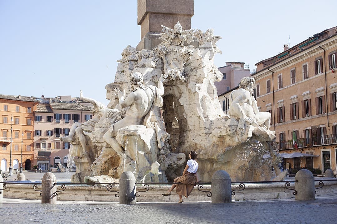Bernini Fountain in Piazza Navona, Rome, Italy. 
