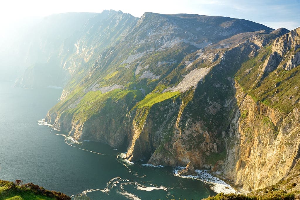 Plum League cliffs in sea fog, Ireland