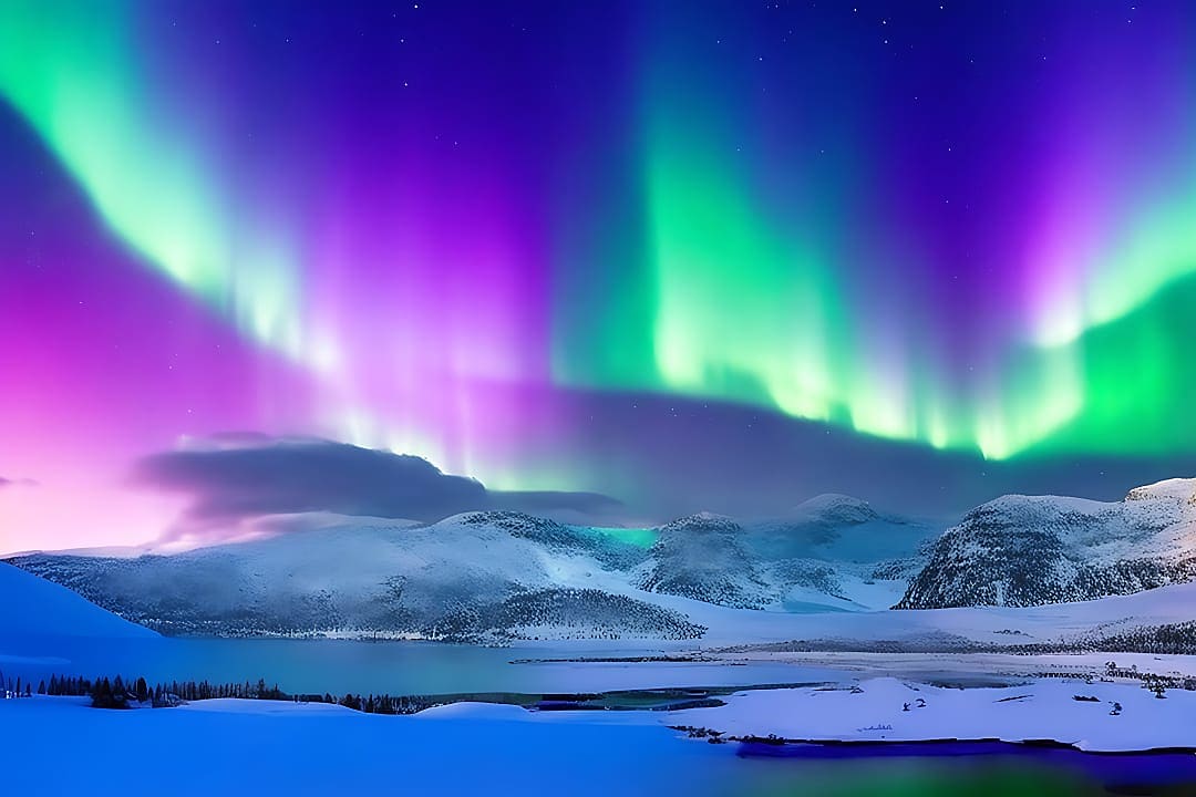 A beautiful Aurora Borealis in Greenland.