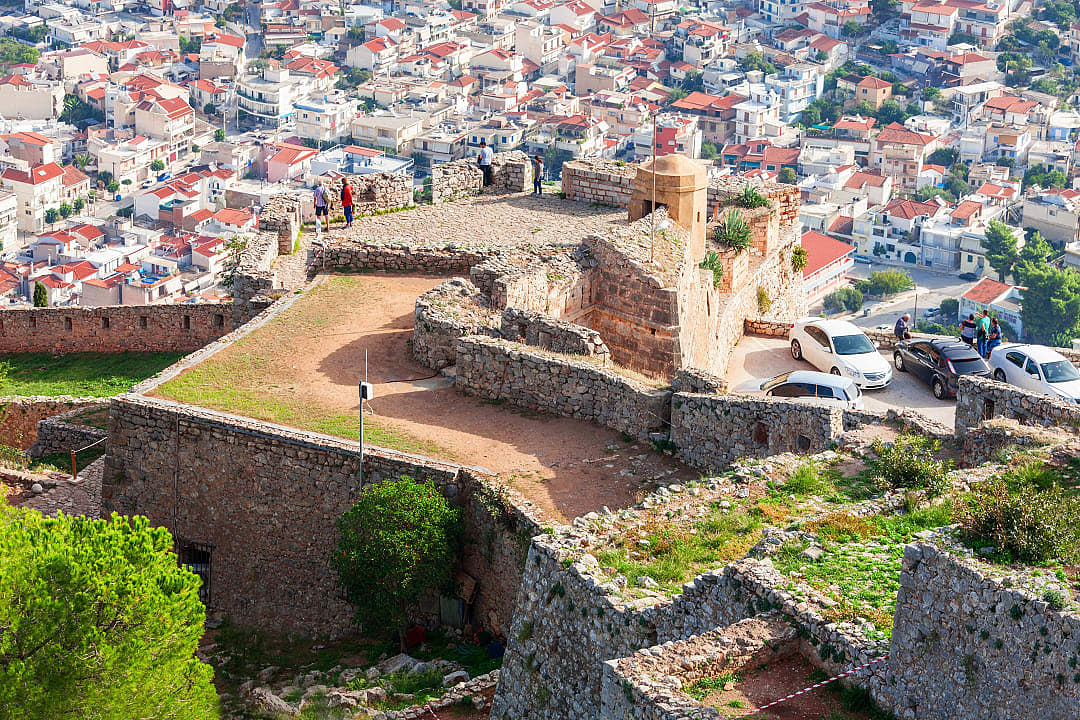  Palamidi Fortress and the town of Nafplio in Greece