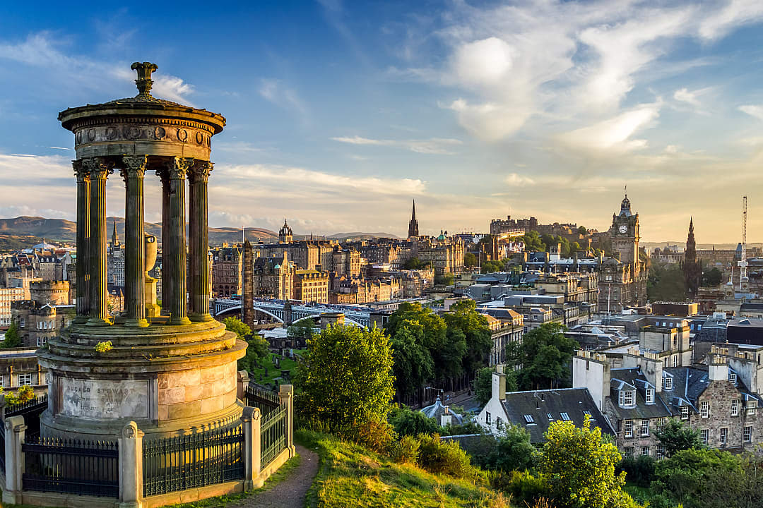View of Edinburgh Castle from Castle Hill in Scotland