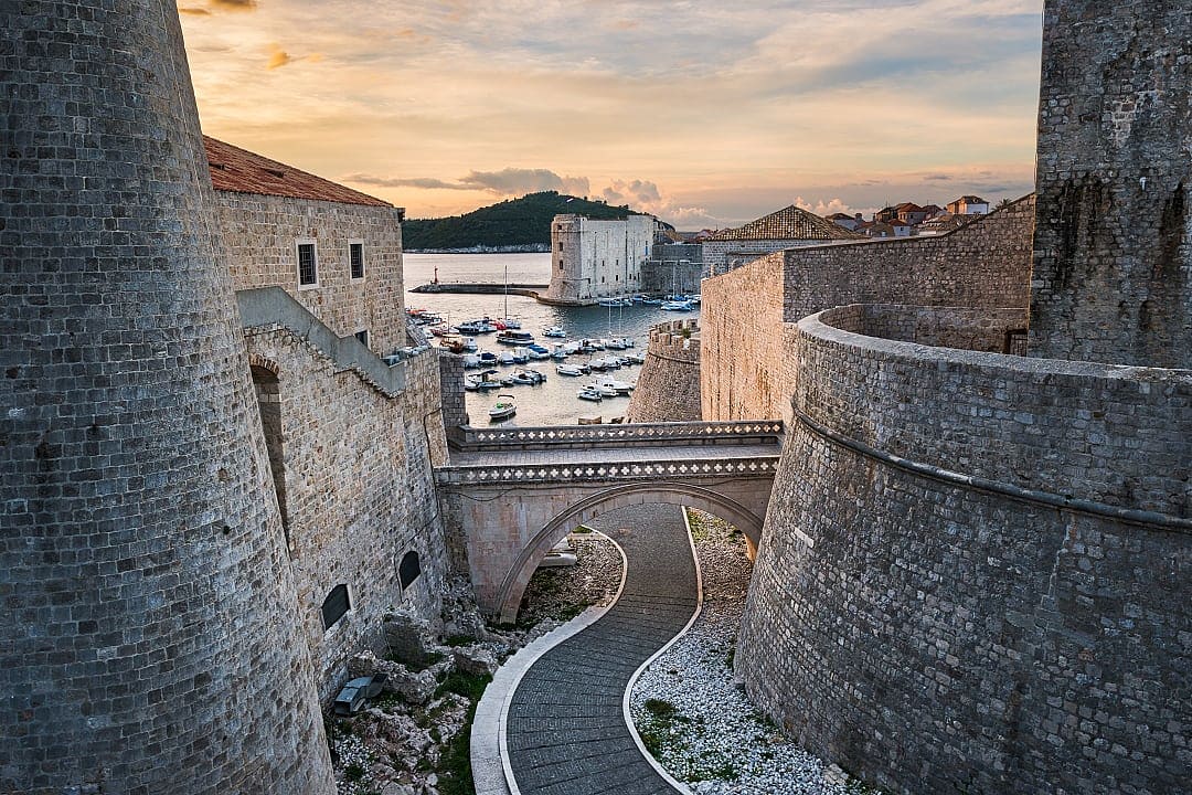 Ancient city walls of Dubrovnik in Croatia.