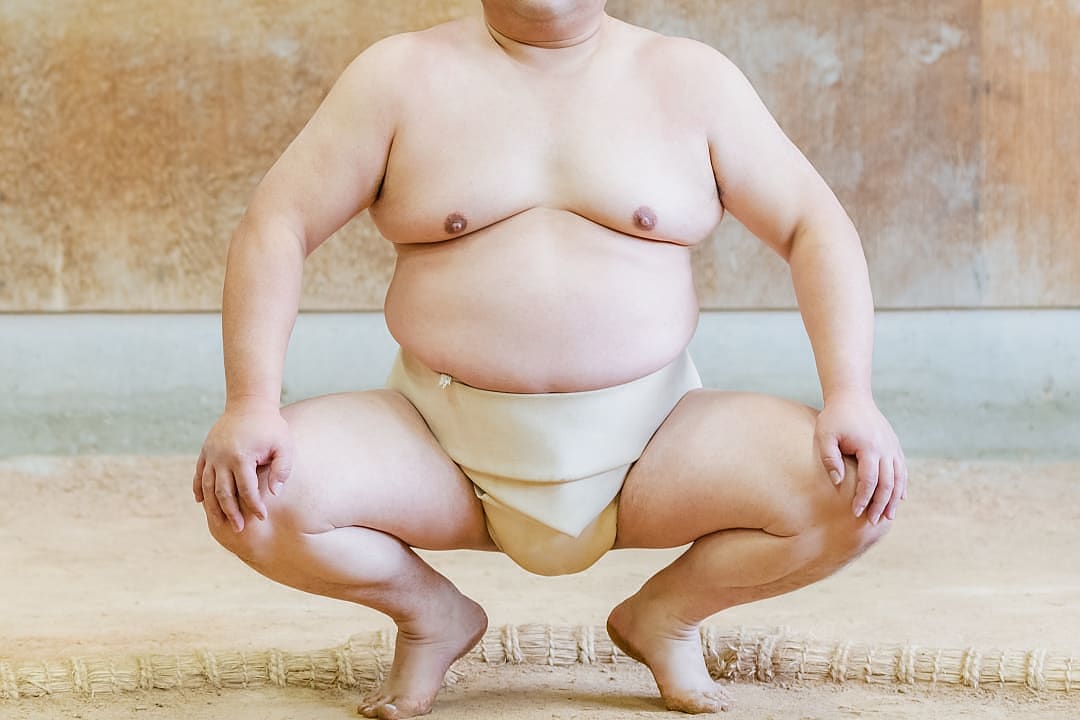 Sumo wrestler giving private demonstration on Tokyo, Japan
